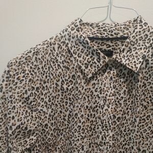 Talbots Leopard Print Cotton Blouse Shirt